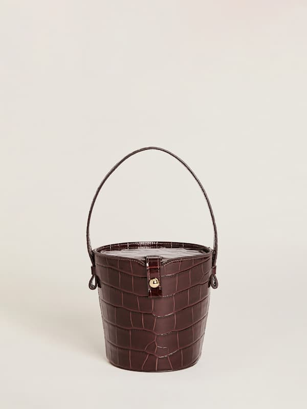 Irina Bucket Bag - Espresso Croc Emboss
